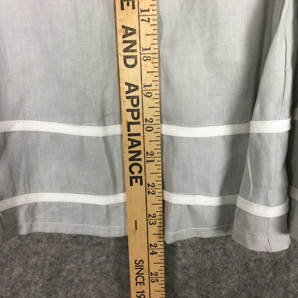 Lucy Laurel Skirt 10 Midi 100 Linen Gray Twirl Trumpet Career Casual Stripes - Picture 10 of 12